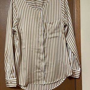 Beautiful tan and white striped Blouse!